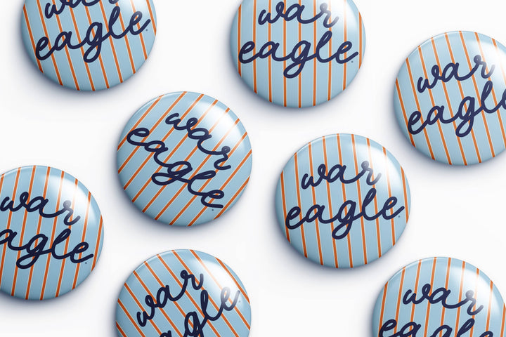 Cute As A Button - Auburn War Eagle Striped Button