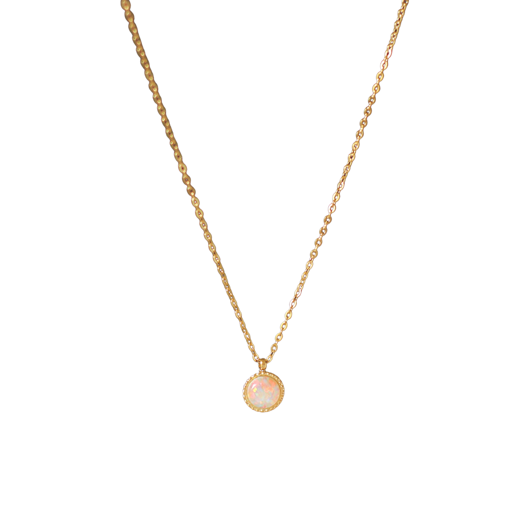 Aubrey Adele - White Fire Opal Necklace