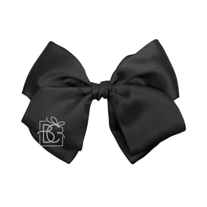Beyond Creations, LLC - SATIN EUROPEAN BOW W/RUFFLED KNOT ON CLIP: 7" Euro Bow on Med. Alligator Clip / ANTIQUE WHITE