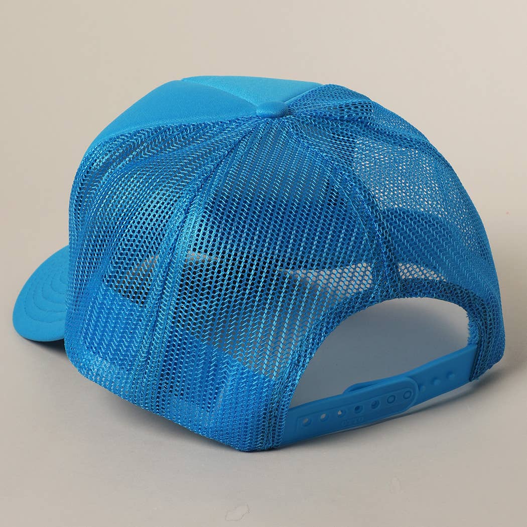 Fashion City - I Only Talk To Boys With Boats Text Mesh Back Cap: NEON ORANGE / ONE SIZE