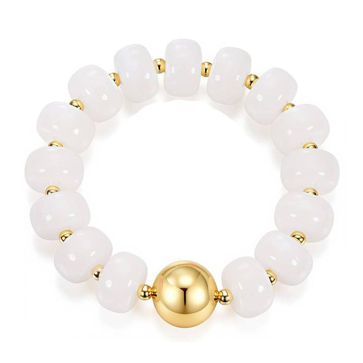 MKS America - Women Chunky Square Bead Bracelet With Gold Ball Detail: Grass_Green / M