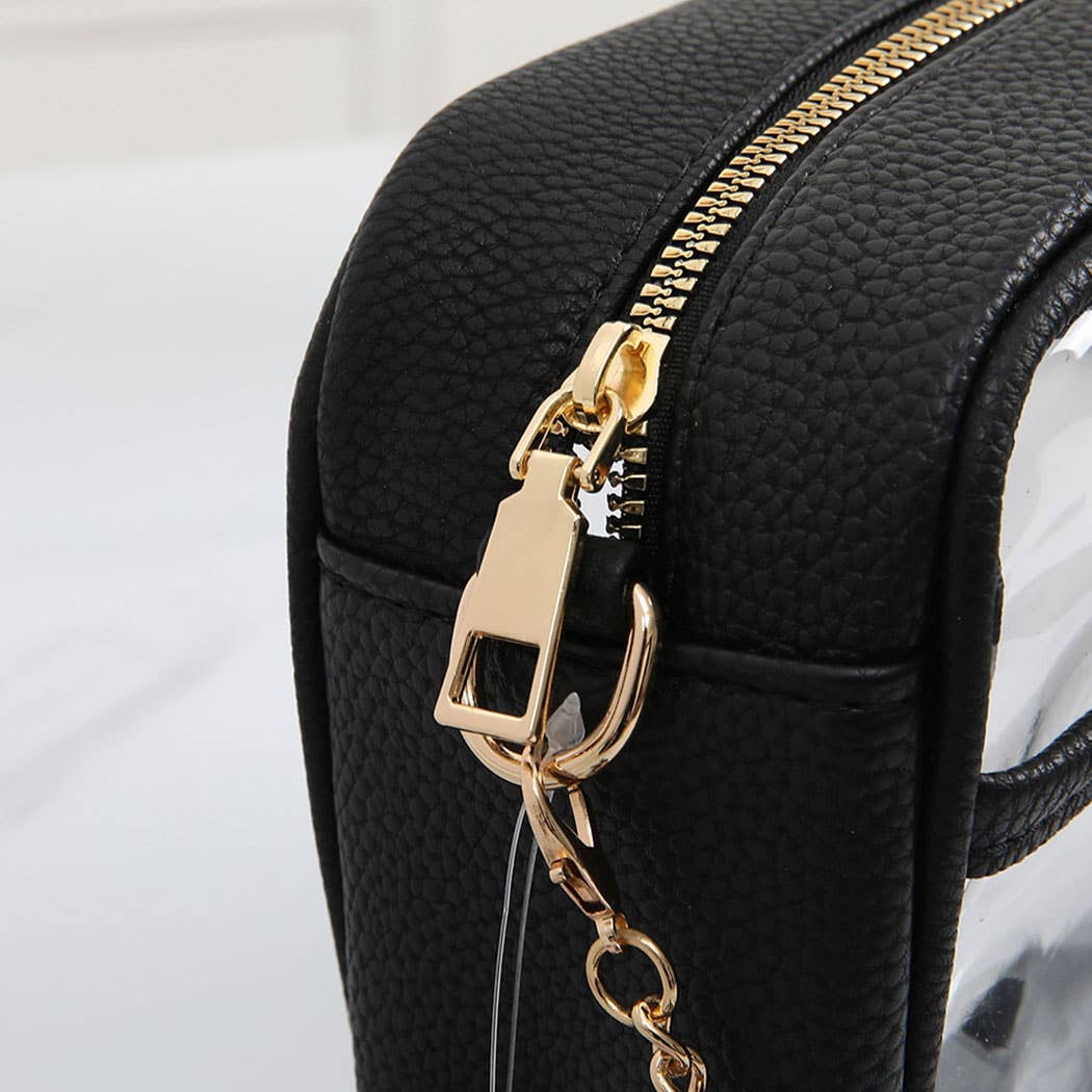 Fashion City - Solid Color Outlined Clear Crossbody Bag: CLRB / ONE SIZE
