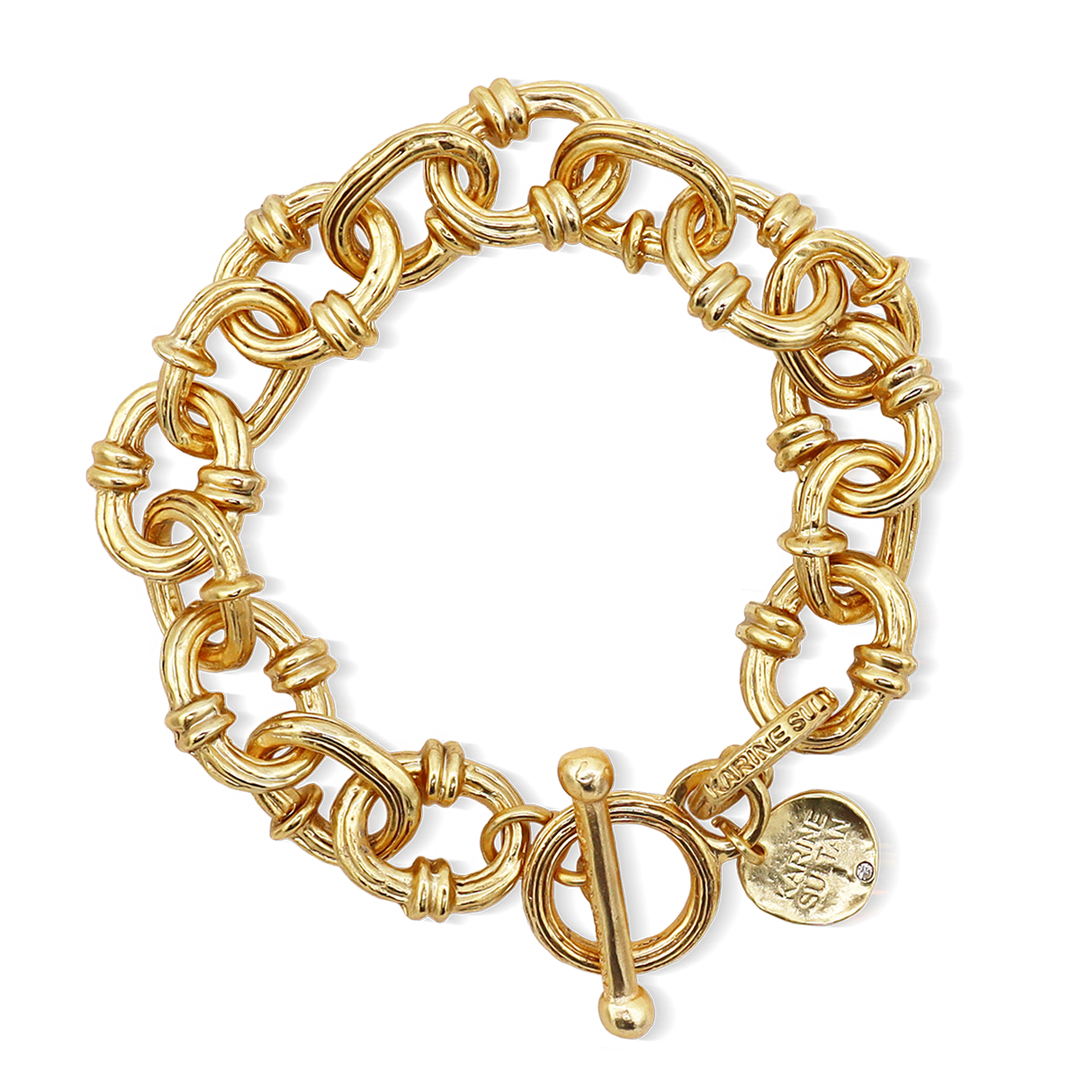 KARINE SULTAN - Trendy Chunky Chain Layering Bracelet - 24K Gold Plated: GOLD