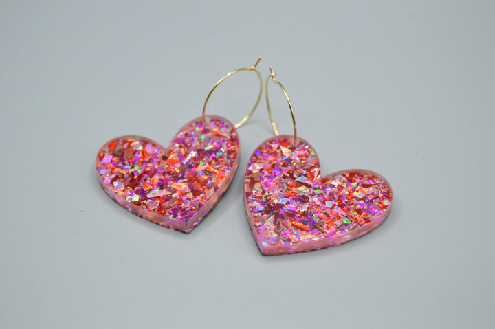 The Adorned Fox - Valentine’s Earrings, Heart Earrings, Acrylic Earrings