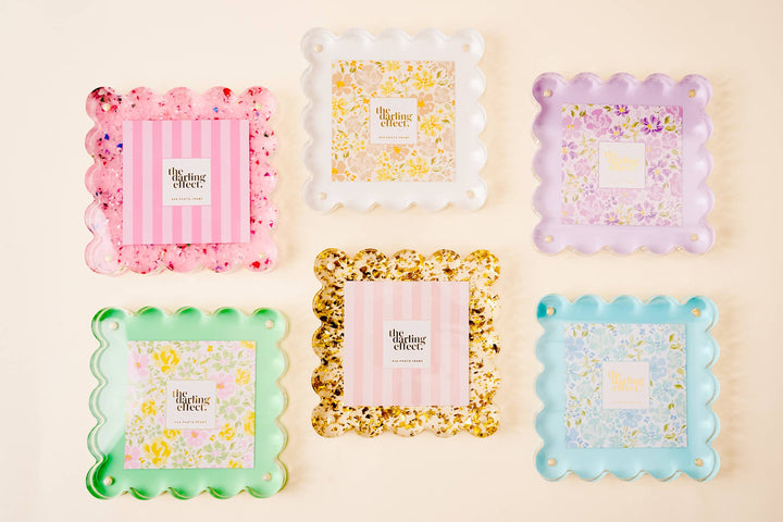 The Darling Effect - Square Scalloped Acrylic Frame-Green
