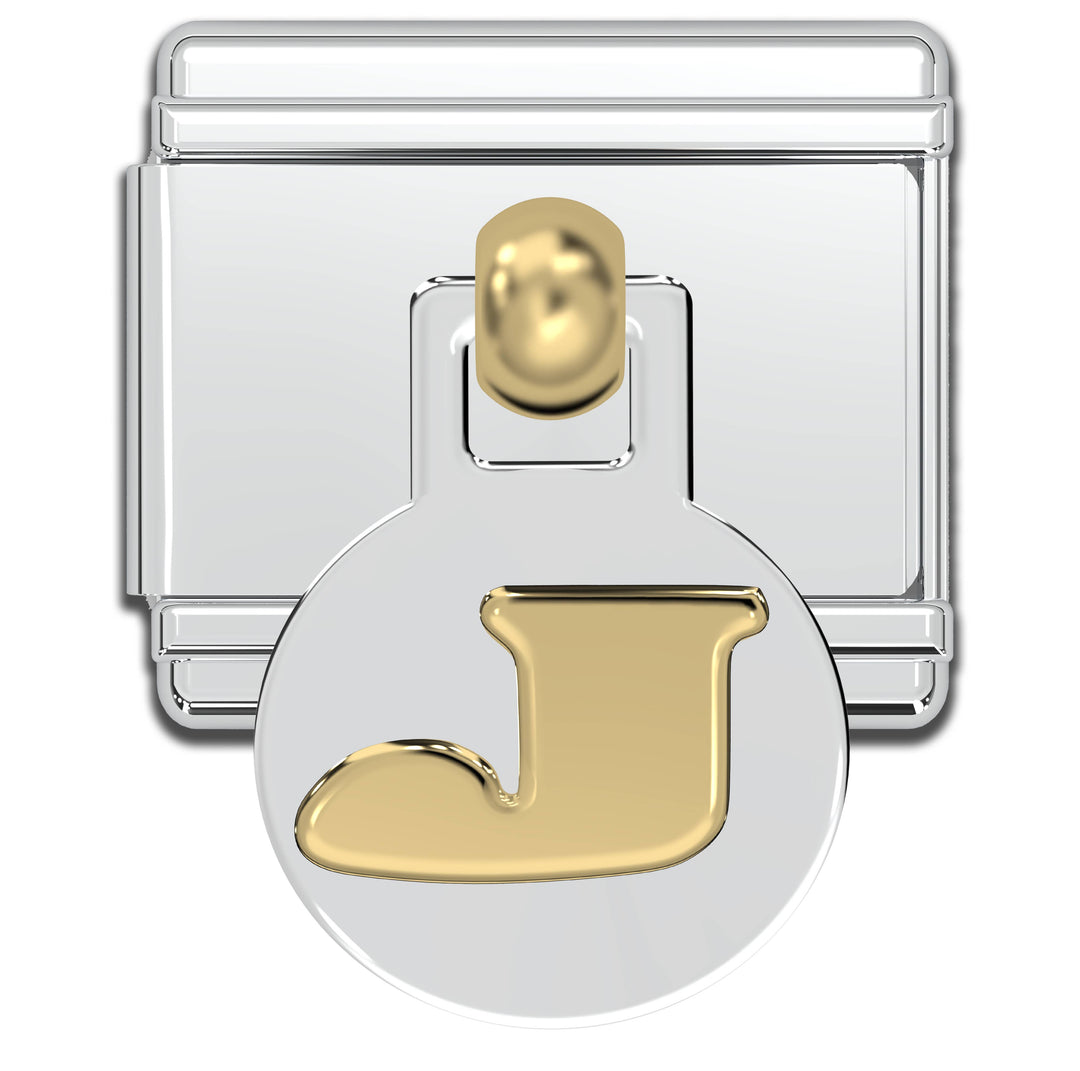 Natalia - Italian Charm Letters A-Z - 9mm Gold Dangle Bracelet Charms: J
