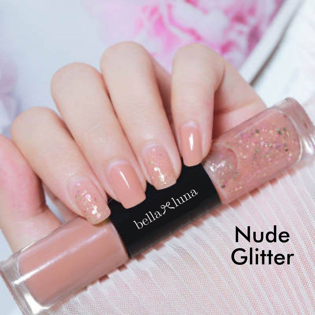 Tiny Gift Society - Double Nail Polish - Trendy Colors, Glitter Polish Gift: Nude Glitter