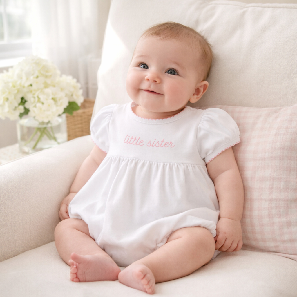 Magnolia Baby - Little Sister Short Sleeve Bubble: 3 Months