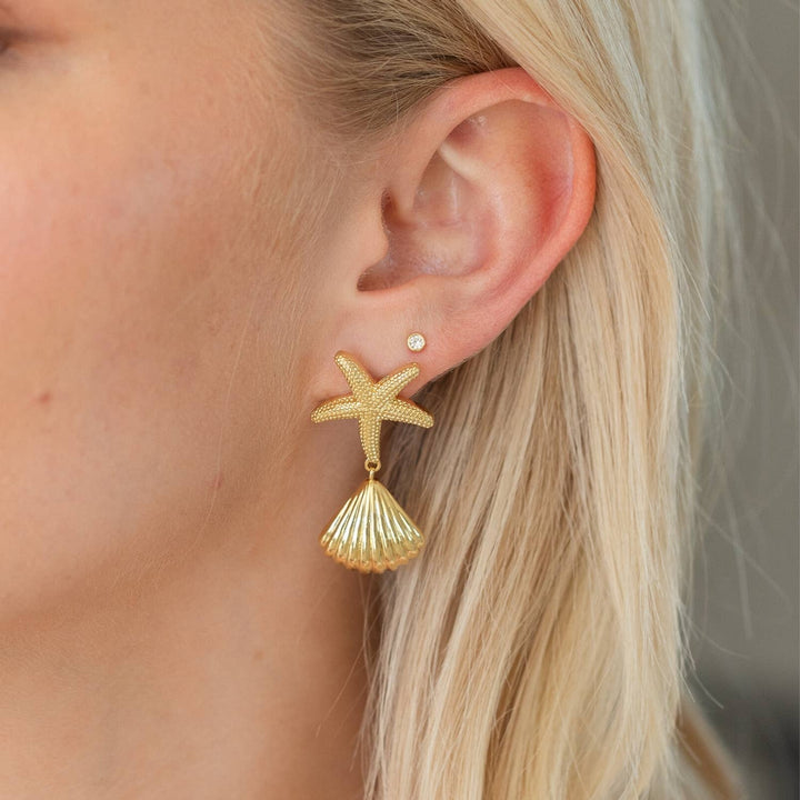 Splendid Iris - Starfish and Shell Statement Earrings