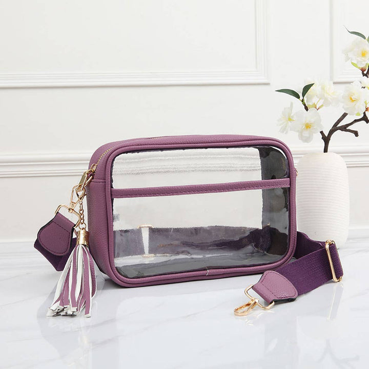 Fashion City - Solid Color Outlined Clear Crossbody Bag: CLRB / ONE SIZE