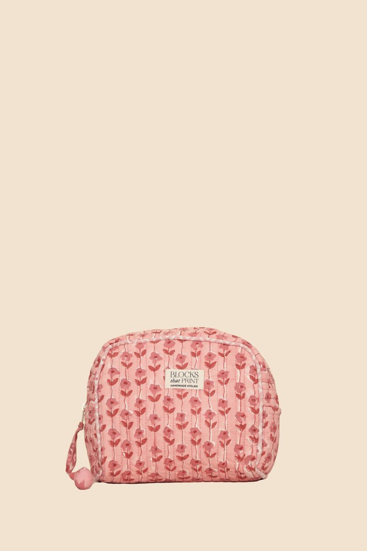Blocks that Print - Pink Vine Travel Pouch: Medium