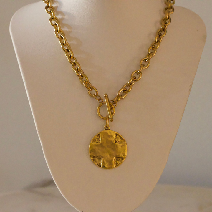 Deep South Originals Inc. - The Lord's Prayer Cross Medallion Toggle Necklace – Gold or Silver: Gold