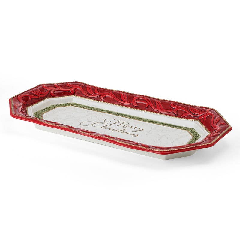 Fitz and Floyd® Mikasa® Pfaltzgraff® - Fitz & Floyd Telluride Bread Tray 17.5In Gift Box Pkg: Red / No / Earthenware