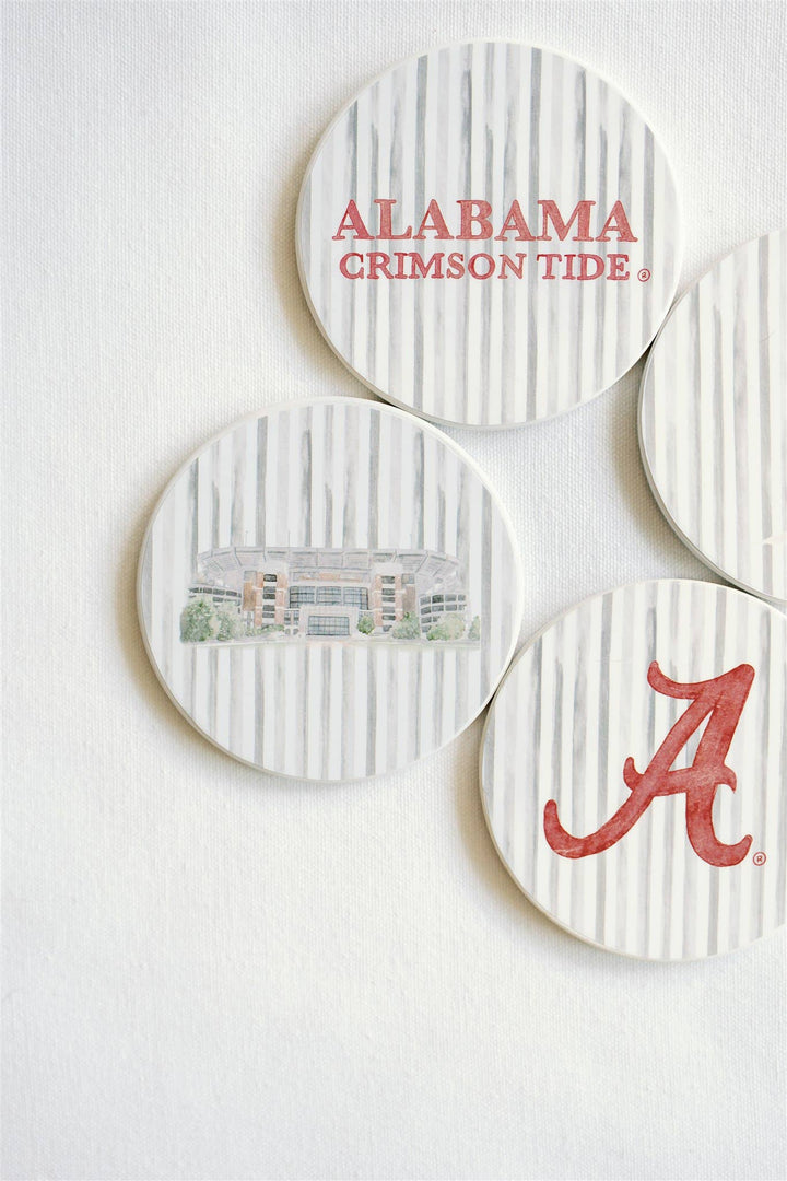 Alabama Striped Coasters - Sold Individually Ceramic