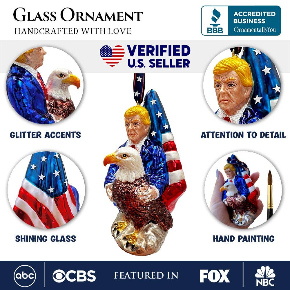 OrnamentallyYou - Exclusive Premium President Trump Glass Christmas Ornament
