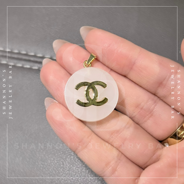 Shannon's Jewelry Bar - CHANEL Charm Zipper Pull Gold CC Grey Round Resin 25mm