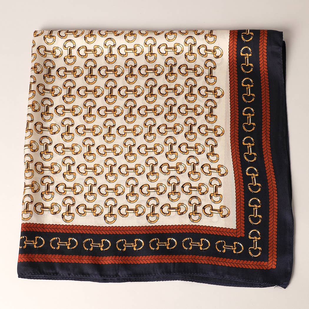 Fashion City - Satin Horsebit Print Light Weight Soft Scarf : 4-BK / ONE SIZE