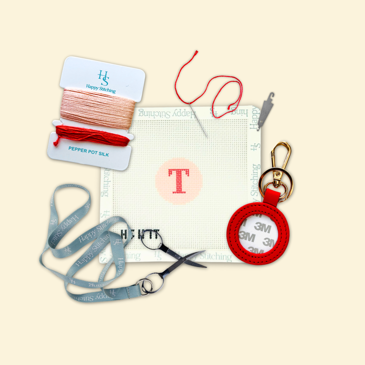 Happy Stitching - Our Initial Thought - Key Fob in Rosy Cheeks: J