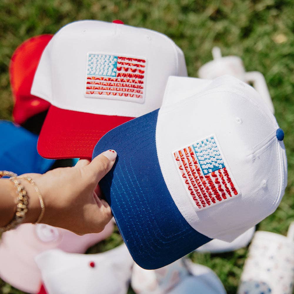 Katydid - American Flag Wholesale Two-Toned Hat: Red and White