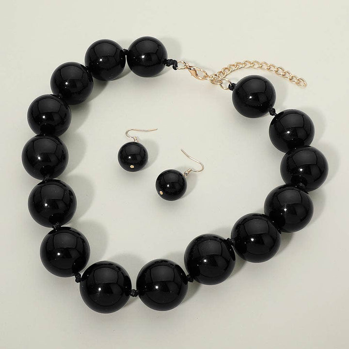 Sensibling Corp. - Chunky Ball Beaded Statement Necklace: Light Blue