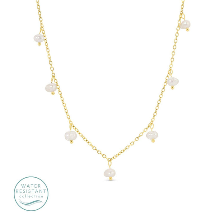 Splendid Iris - Sweet Pearl Accented Necklace, Water Resistant