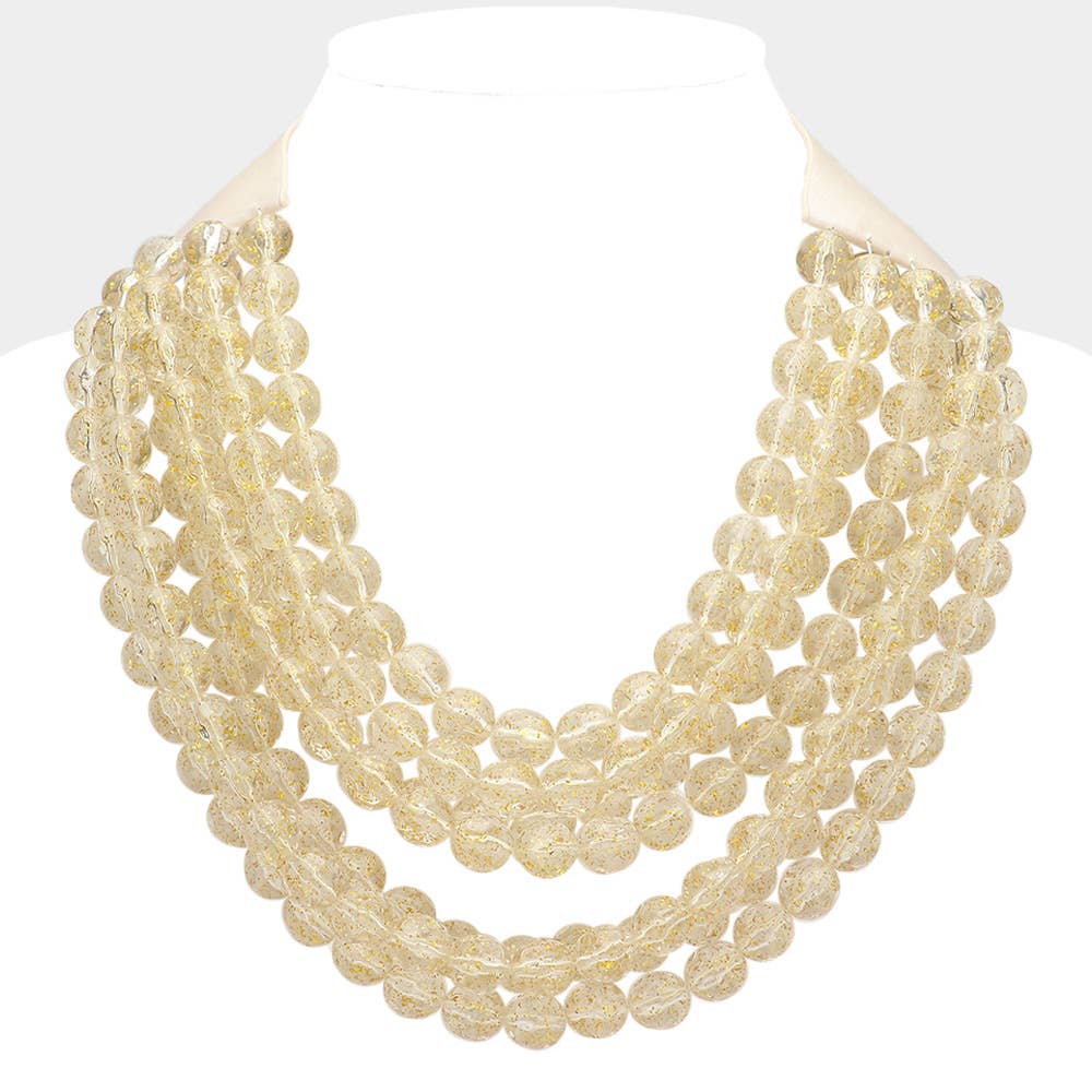 Sensibling Corp. - Chunky Acrylic Bead Layered Faux Leather Magnetic Necklace: Coral