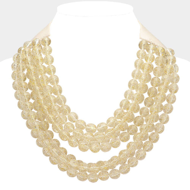 Sensibling Corp. - Chunky Acrylic Bead Layered Faux Leather Magnetic Necklace: Coral