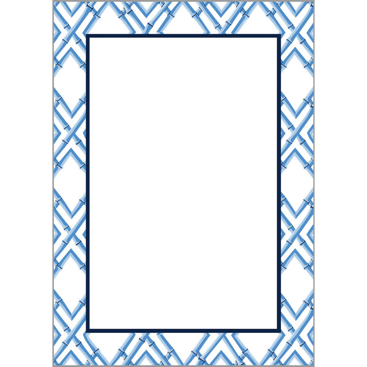 WH Hostess Social Stationery - 5"x7" Bamboo Trellis Notepad | China Blue