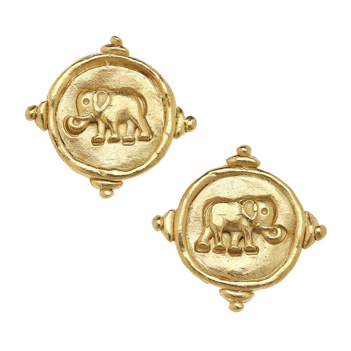 Susan Shaw - Gold Elephant Pierced Earrings