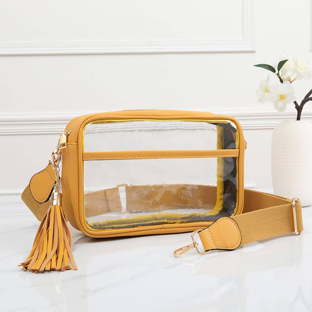 Fashion City - Solid Color Outlined Clear Crossbody Bag: CLRB / ONE SIZE
