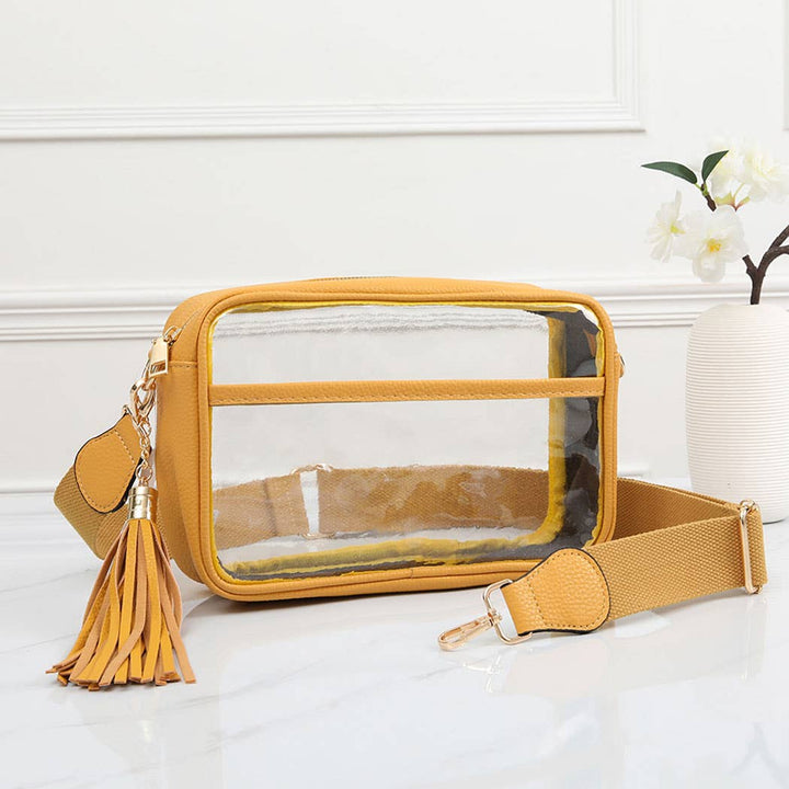 Fashion City - Solid Color Outlined Clear Crossbody Bag: CLRB / ONE SIZE