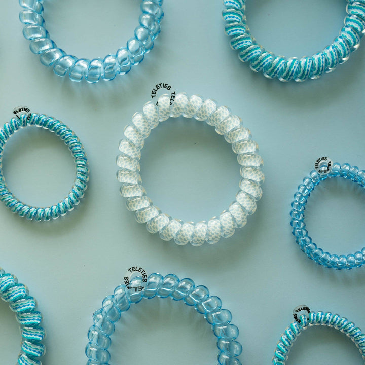 TELETIES - Spiral Hair Coils | Small | Summer Sky Hair Ties