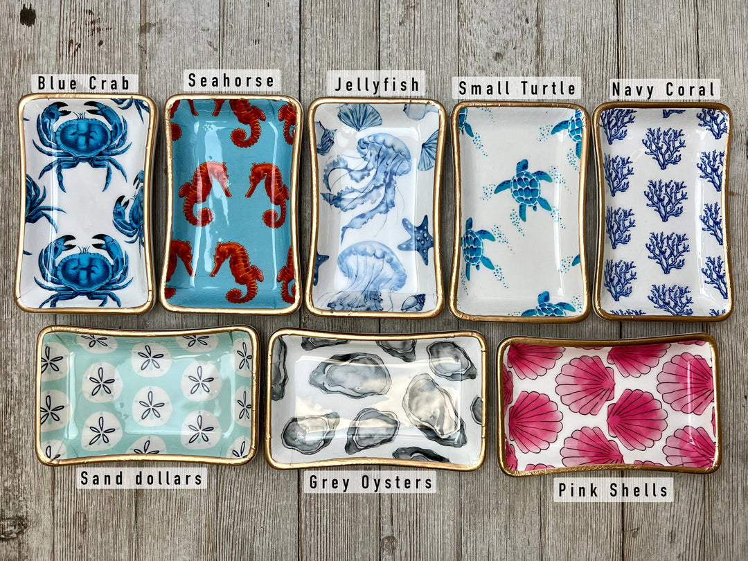 Michelle Allen Designs - Ceramic Jewelry tray- Small: Mediterranean Blue Tile