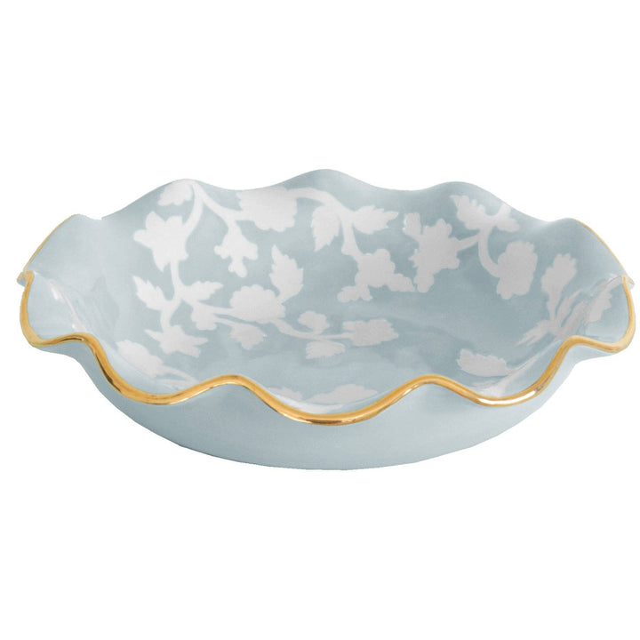 Lo Home by Lauren Haskell Designs - Chinoiserie Dreams Scalloped Bowls with 22K Gold Accent: French Blue / Large