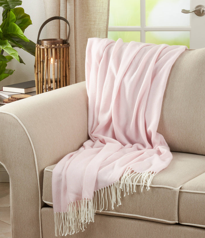 Saro Lifestyle - Herringbone Throw: Pink / 50"x60"
