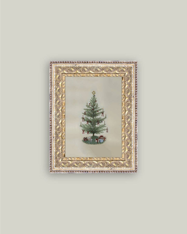 Petal Lane Home - Vintage Tree with Bows Framed Antique Art: 5x7