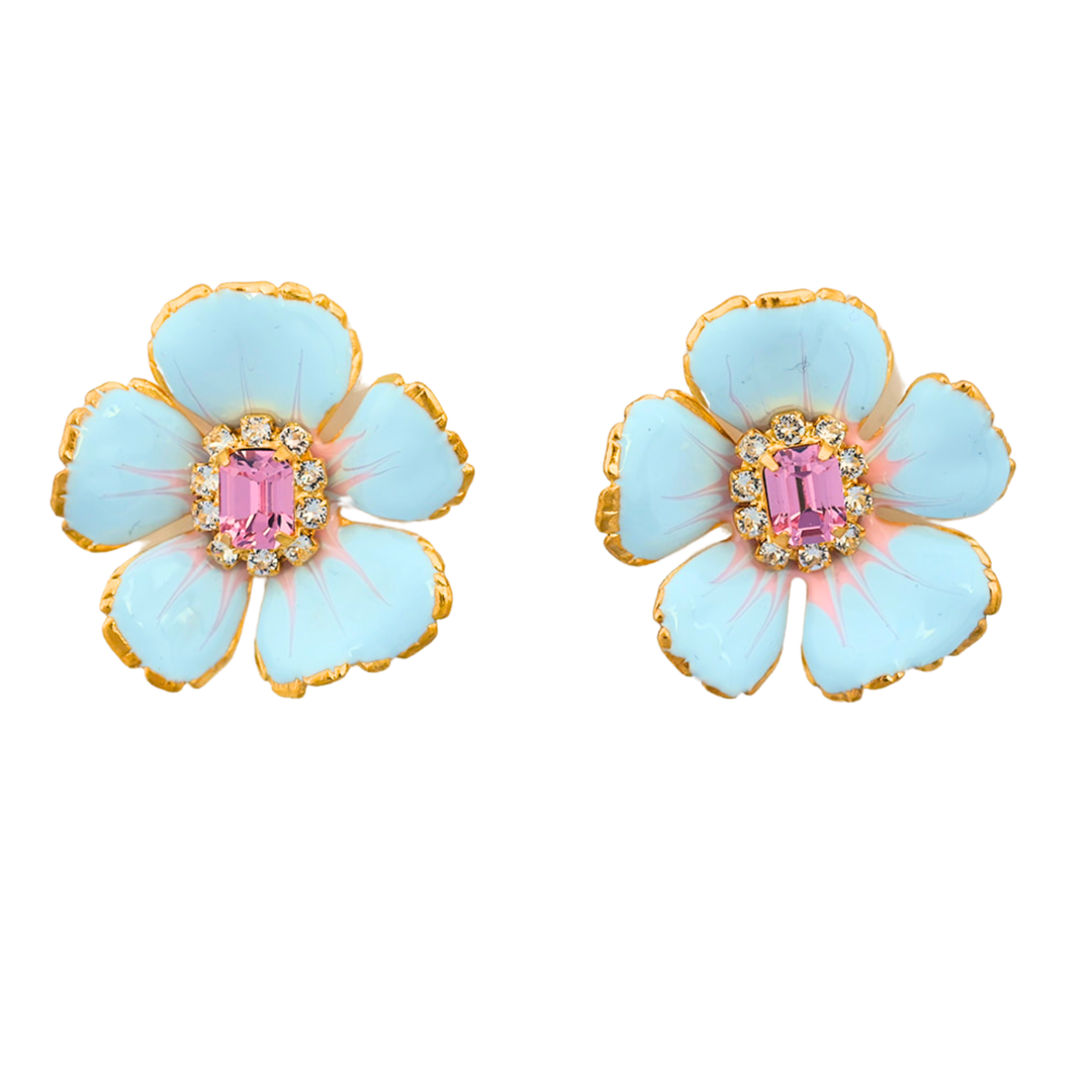 The Pink Reef - The Pink Reef Small Hand painted Baby Blue Floral