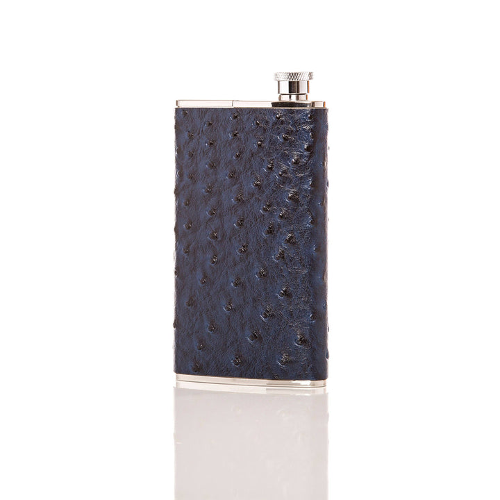 Brouk and Co. - The Wingman Flask & Cigar Holder: Blue Ostrich-2301
