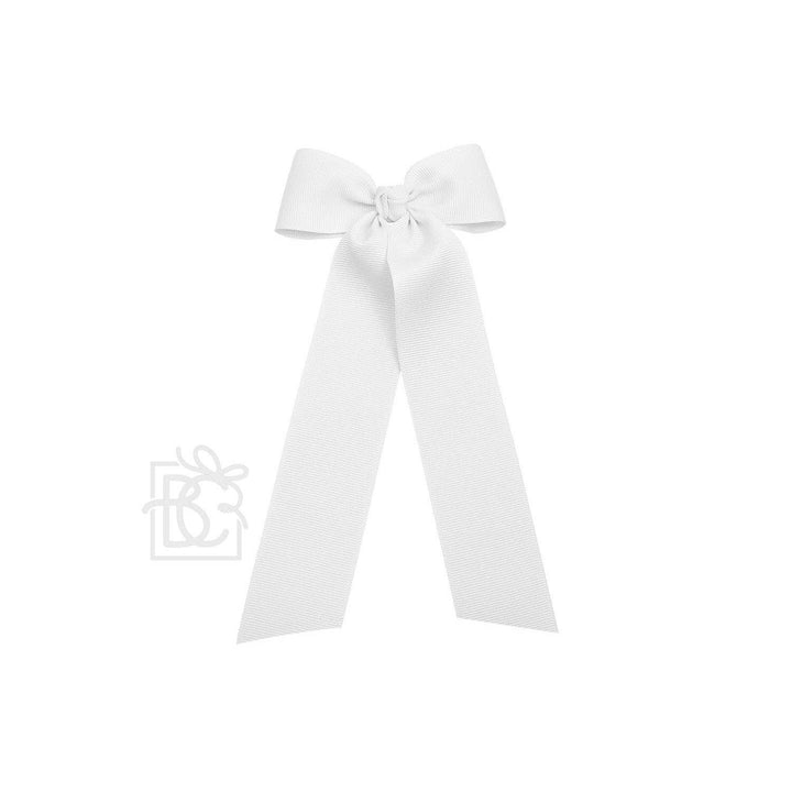 Beyond Creations, LLC - FLAT BOW W/ 7" STREAMERS ON ALLIGATOR CLIP: 3.5" W/ 7" Streamers / WHITE