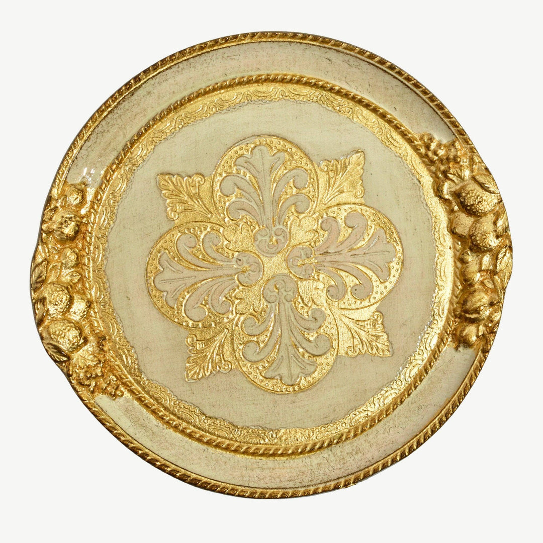 Florentine Carved Wood Small Circle Lemon Tray: Basil Green