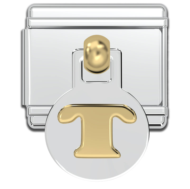 Natalia - Italian Charm Letters A-Z - 9mm Gold Dangle Bracelet Charms: T