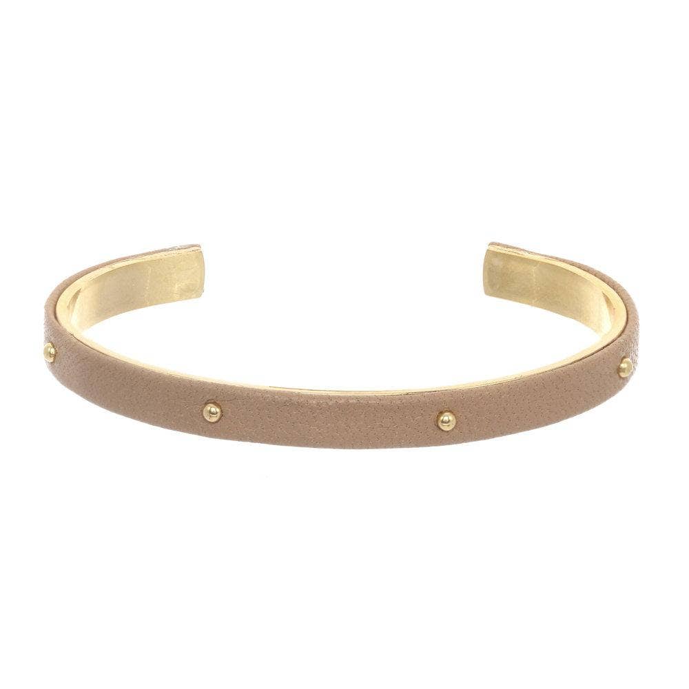 a.v. max - 1/4" Studded Leather Wrapped Cuff: Dark Taupe/Gold