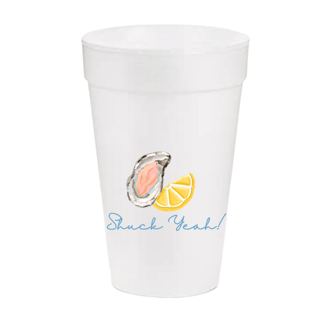 Busy Bee Gift - Shuck Yeah! Oyster Roast Styrofoam Cups | Set of 10, 20 oz