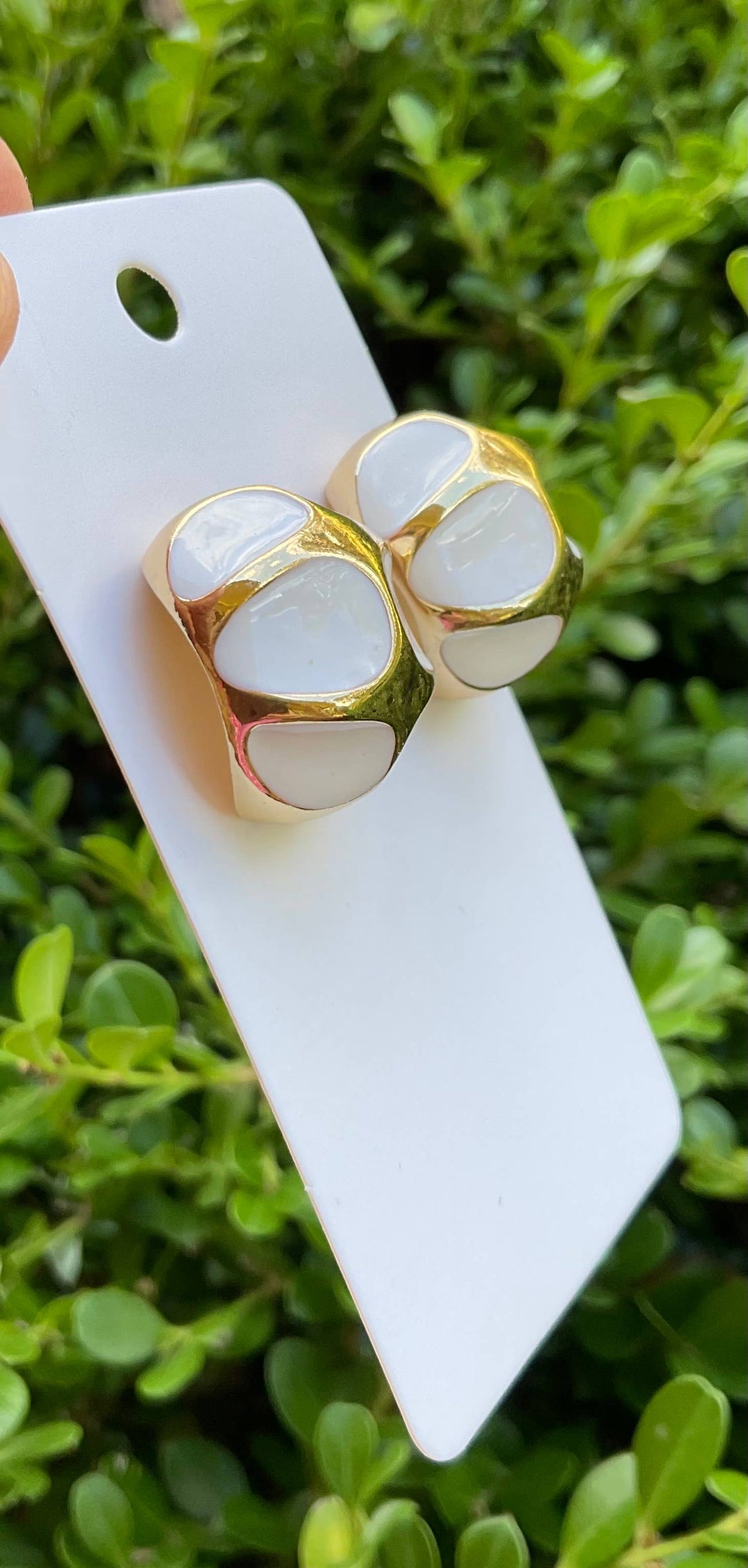 Baubles by Maggi - Vintage look gold enamel stud earrings: Green
