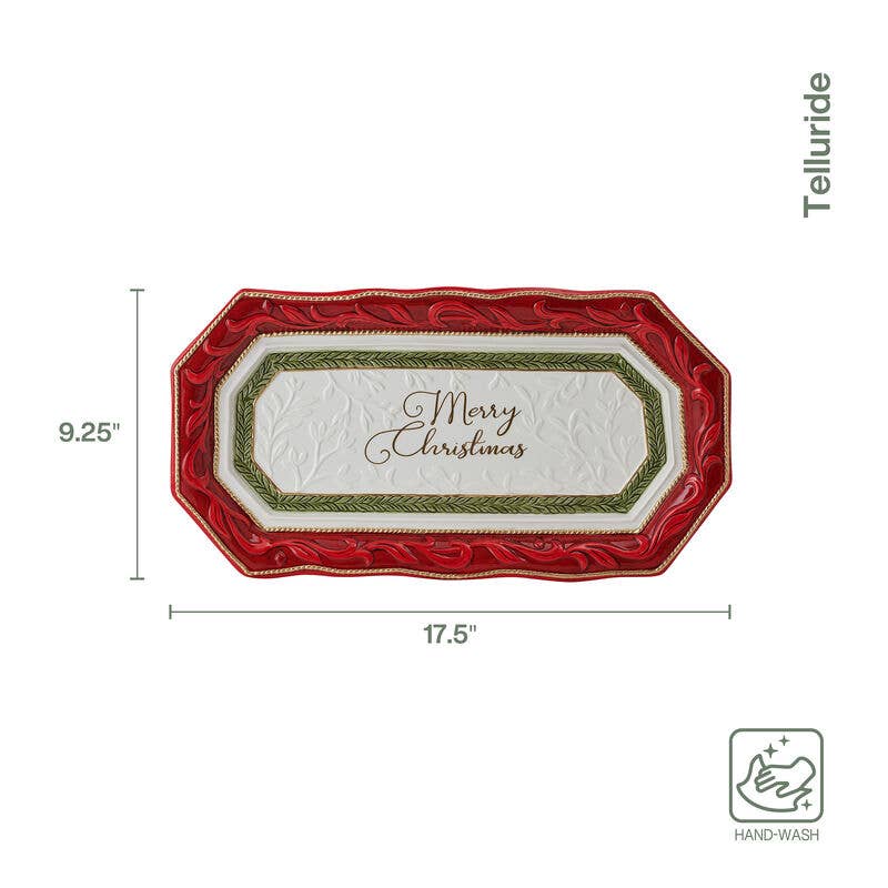 Fitz and Floyd® Mikasa® Pfaltzgraff® - Fitz & Floyd Telluride Bread Tray 17.5In Gift Box Pkg: Red / No / Earthenware