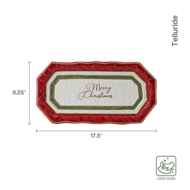 Fitz and Floyd® Mikasa® Pfaltzgraff® - Fitz & Floyd Telluride Bread Tray 17.5In Gift Box Pkg: Red / No / Earthenware