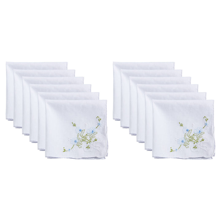 Saro Lifestyle - Delicate Floral Embroidery Handkerchief: White/Pink / 13"