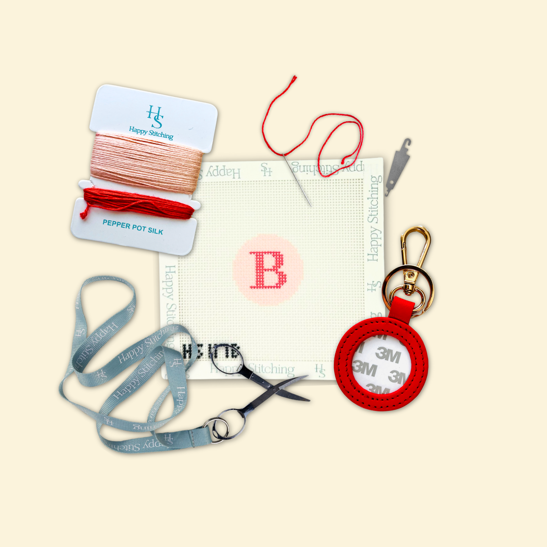 Happy Stitching - Our Initial Thought - Key Fob in Rosy Cheeks: J