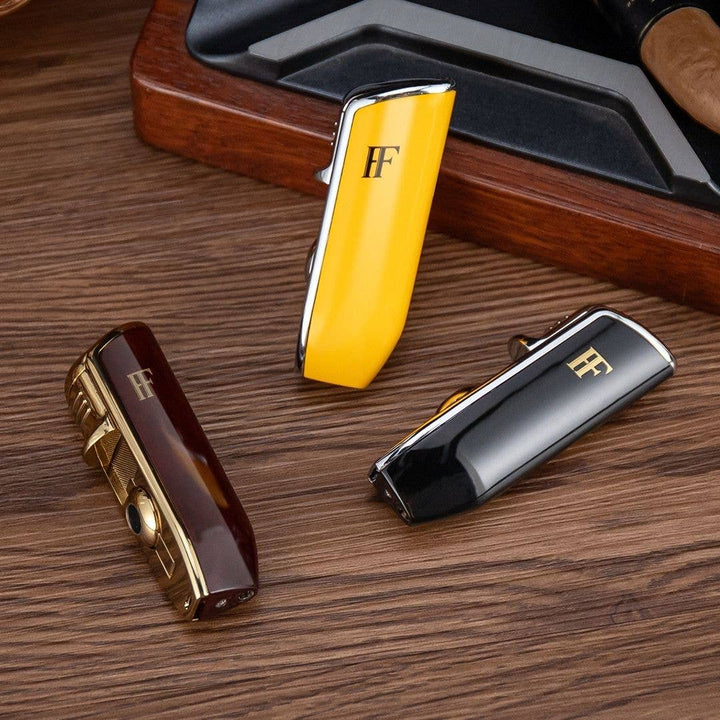 Fluid And Fire - Astra Triple Lighter Torch – Windproof Precision Ignition Tool: Yellow
