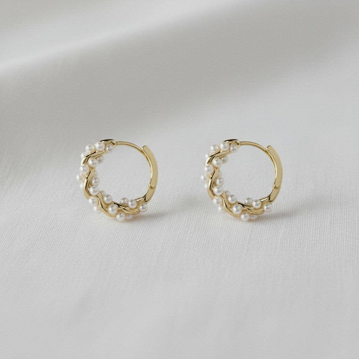 Ellemadera - Elegant French Inspired Pearl Hoop Earrings